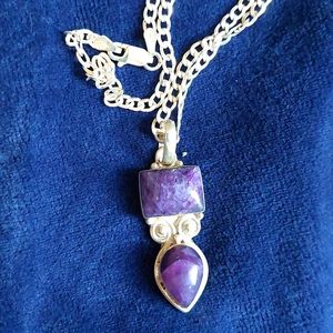 Purple & Sterling Silver Charoite Pendant Necklace